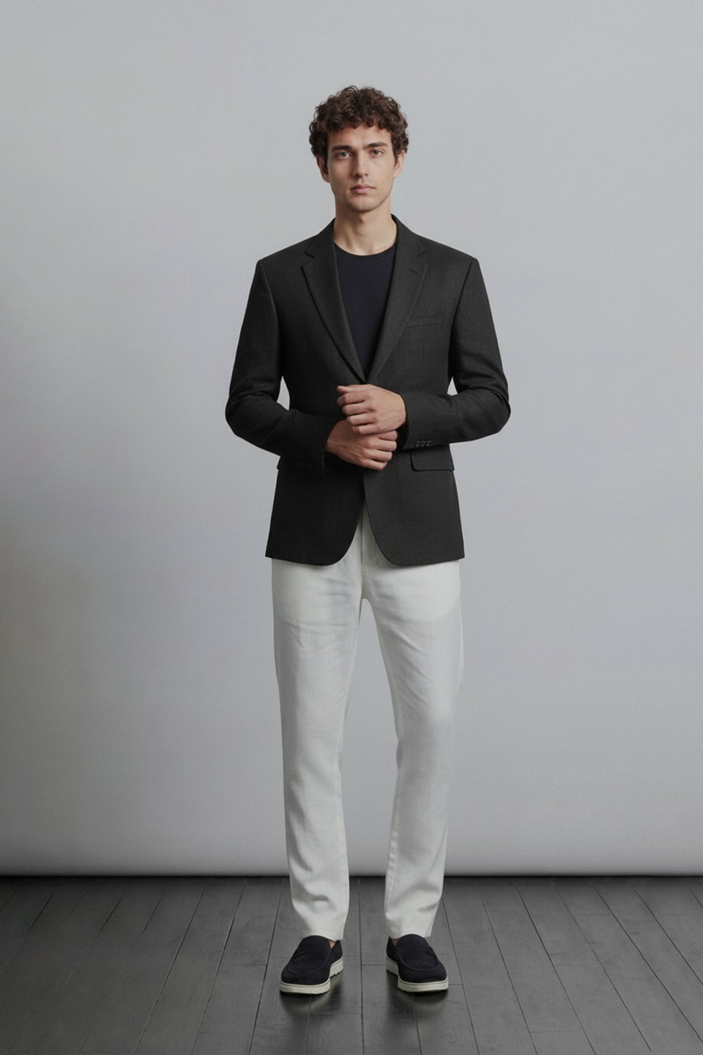 Linen Blazer - Black - Mendeez