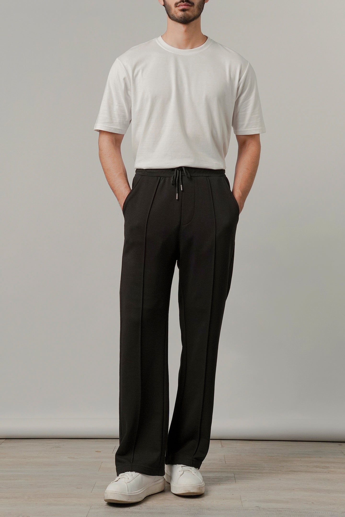 Pintex Jogger Pants - Black - FA - Mendeez