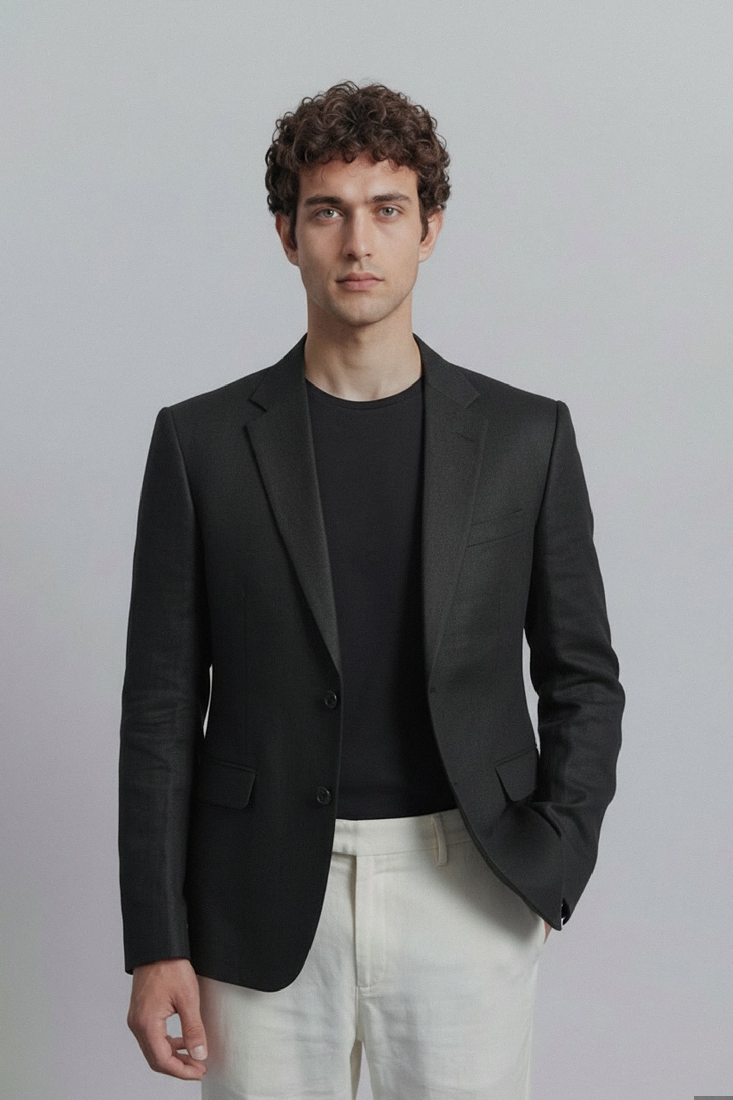 Linen Blazer - Black - Mendeez