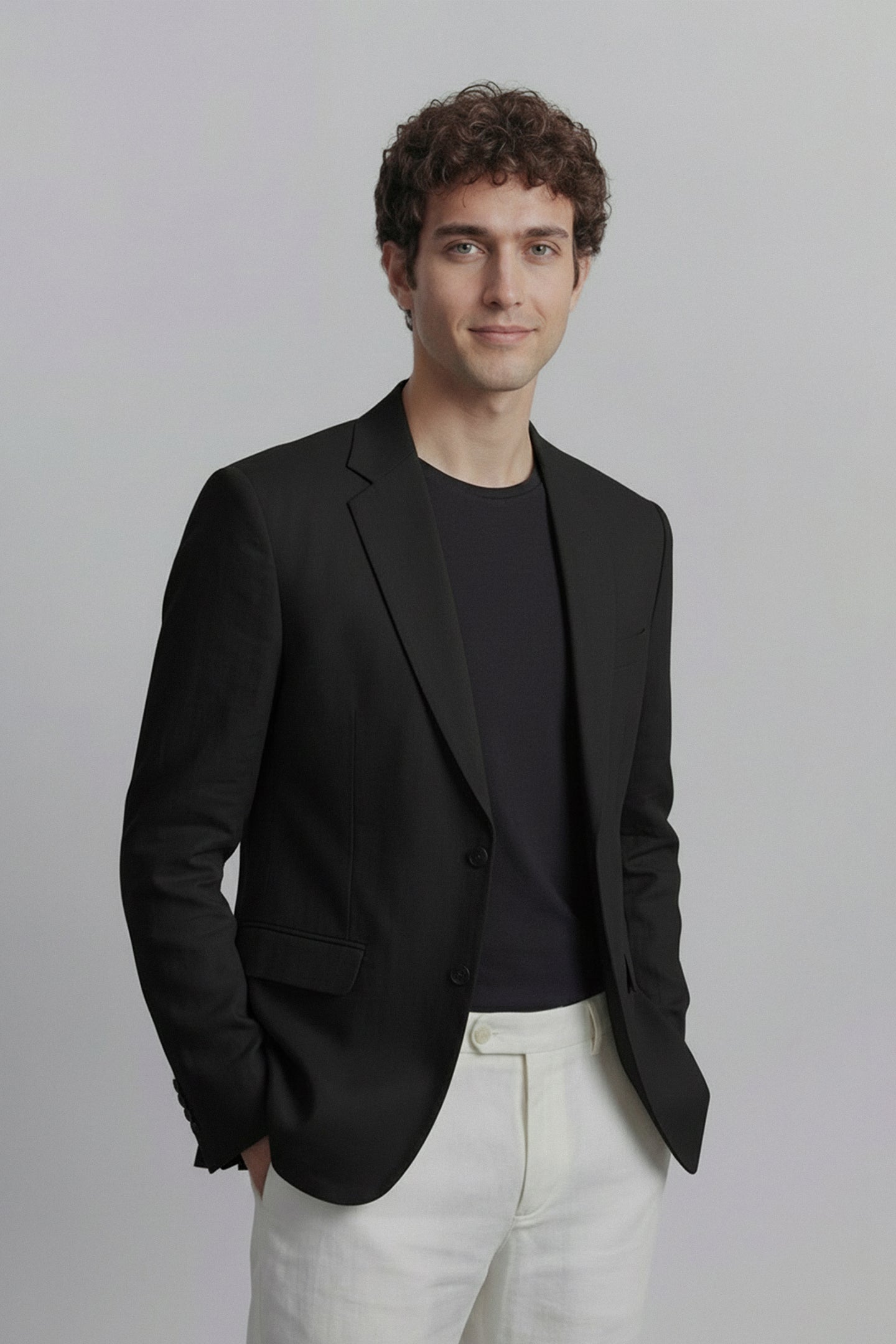 Linen Blazer - Black - Mendeez
