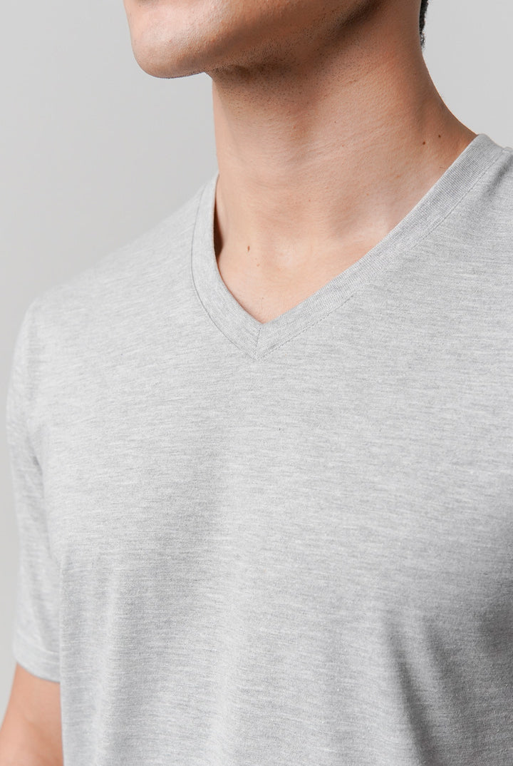 Regular Fit V-Neck T-Shirt - Heather Grey - Mendeez