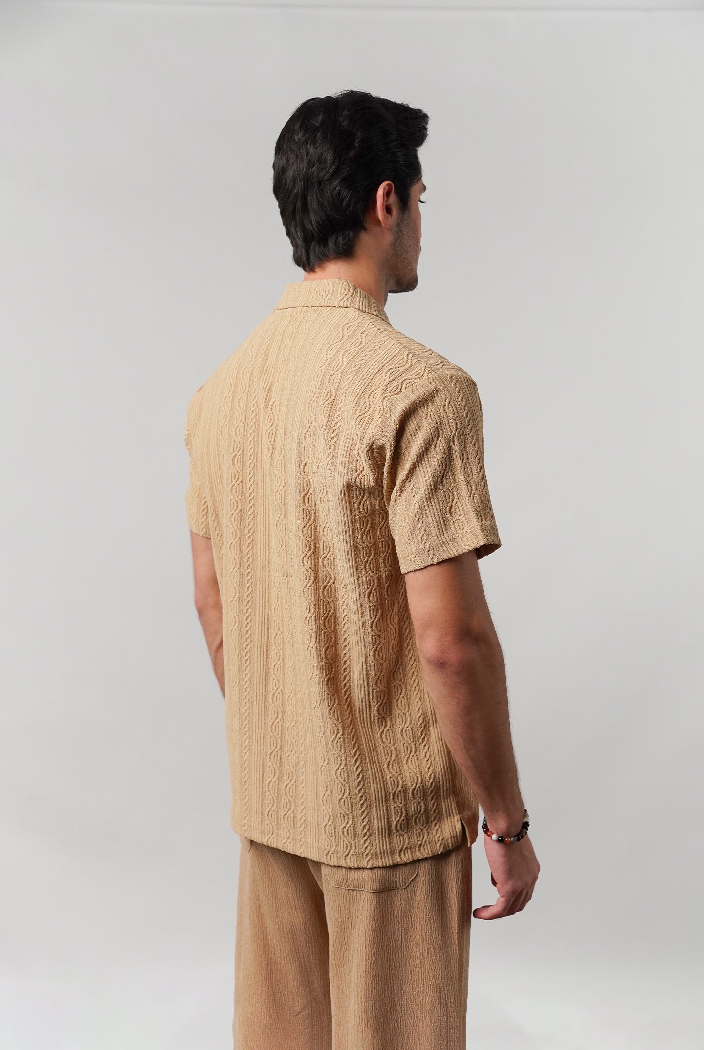 Knitted Polo Shirt - Camel Brown - Mendeez