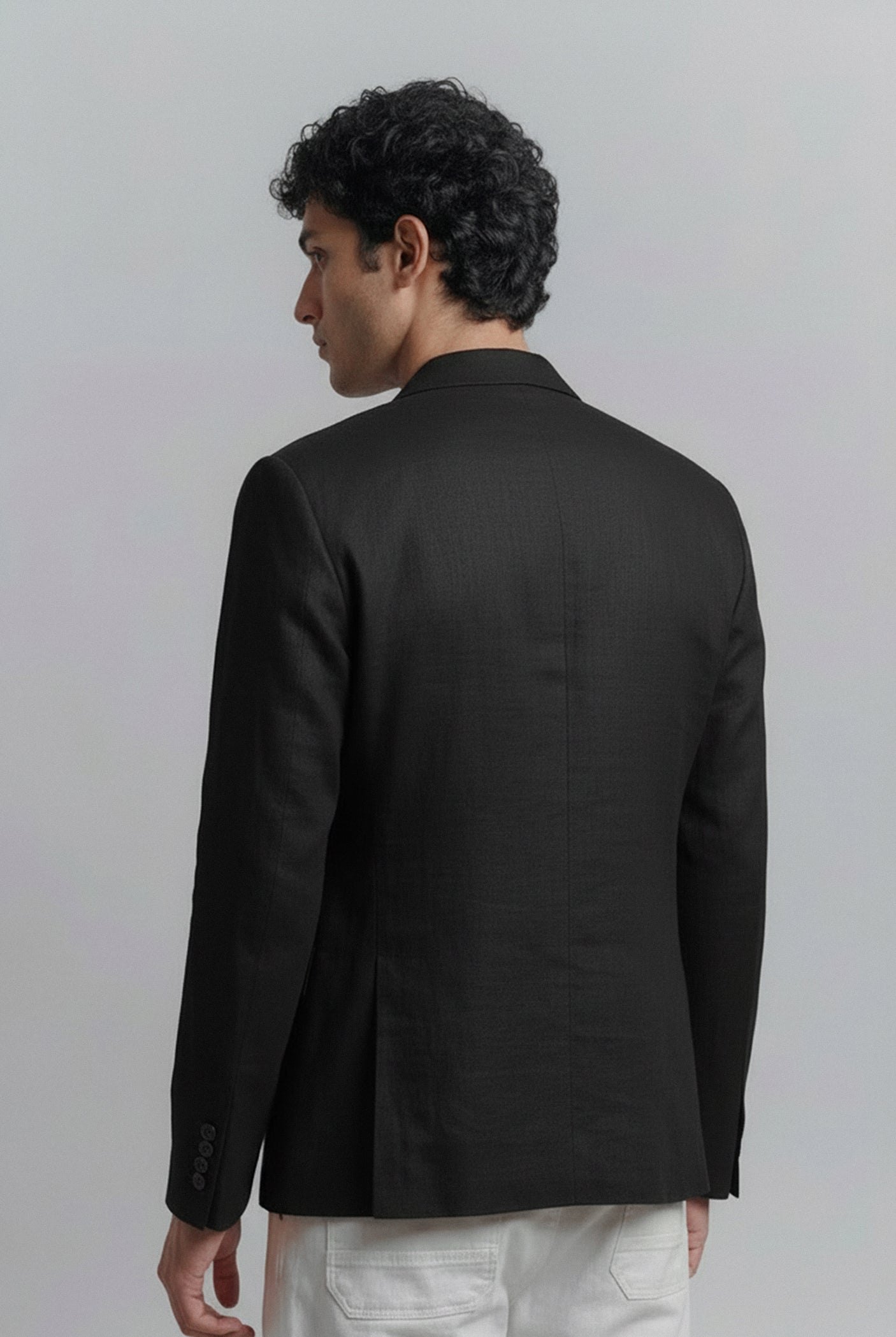 Linen Blazer - Black - Mendeez