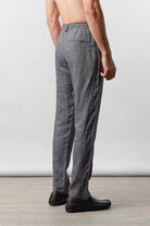 Straight Fit Linen Pants - Grey - Mendeez