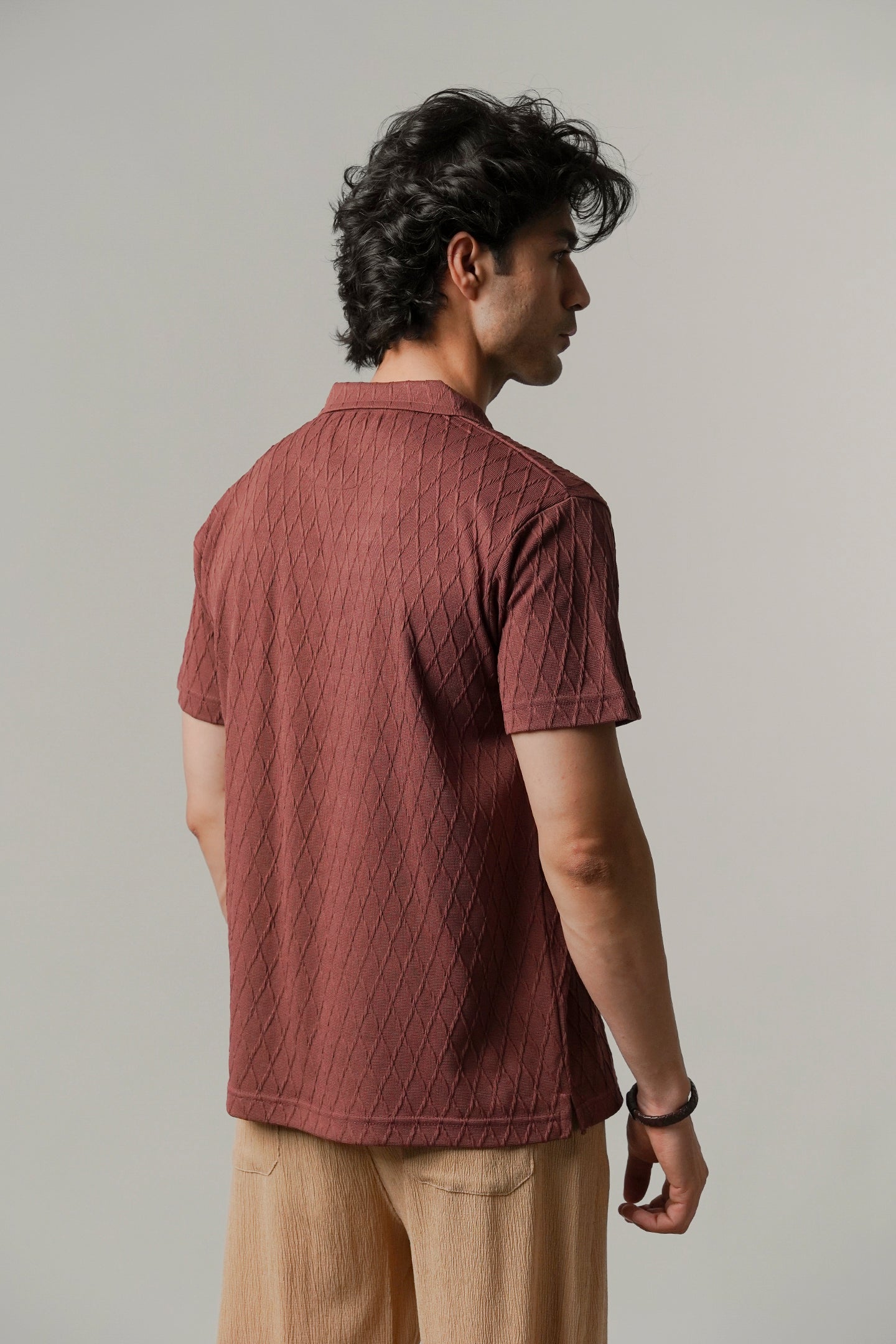 Cuban Collar Polo - Wine - Mendeez