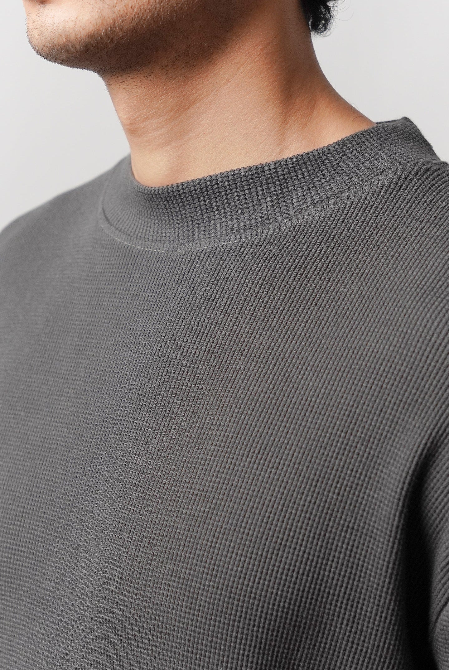 Mock Neck Sweatshirt - Dark Grey - Mendeez