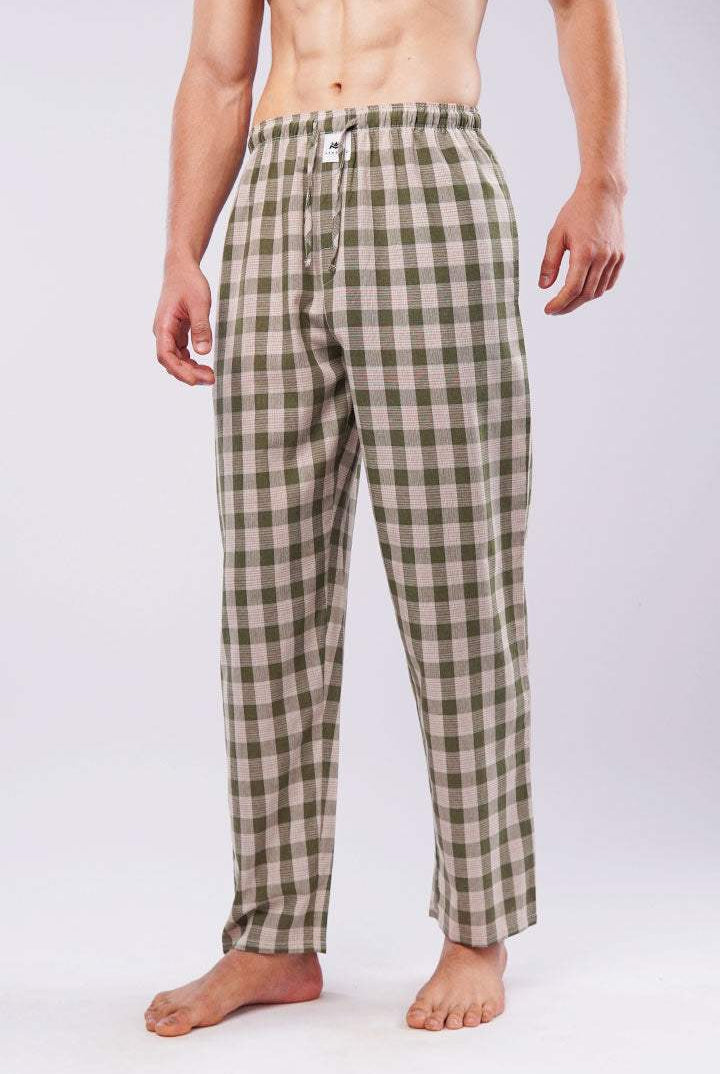 Check Woven Pajamas - Green - Mendeez