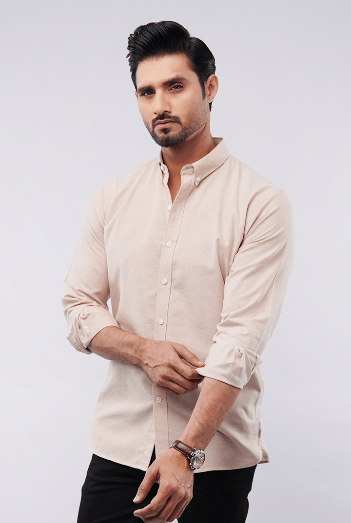 Oxford Shirt - Beige - Mendeez PK