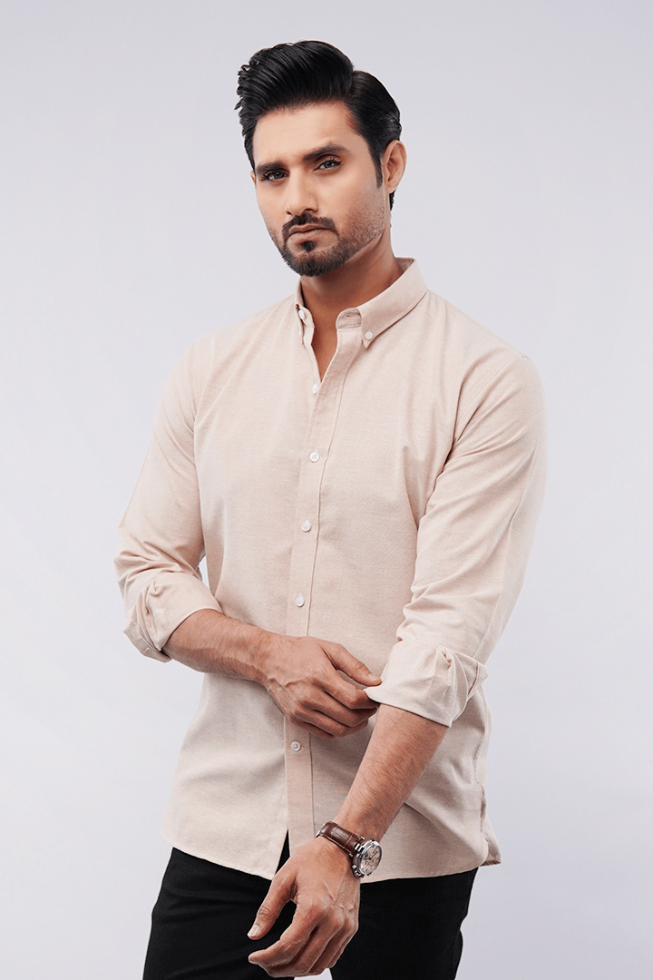 Oxford Shirt - Beige - Mendeez PK