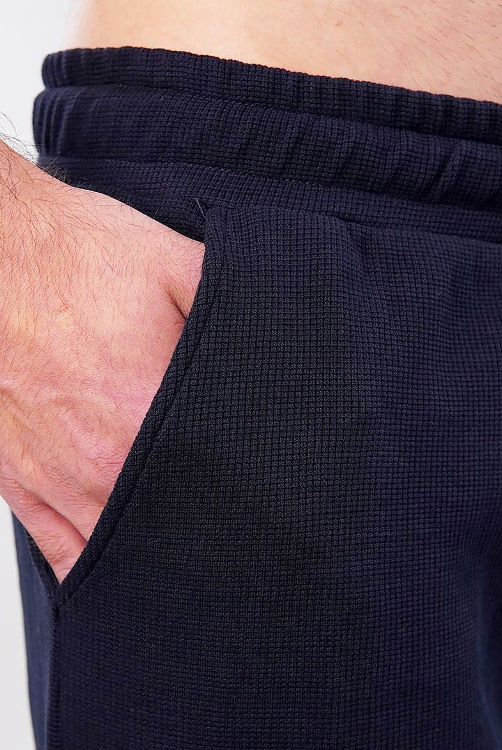 Tapered Thermal Jogger Pants - Navy Blue - Mendeez