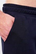 Tapered Thermal Jogger Pants - Navy Blue - Mendeez