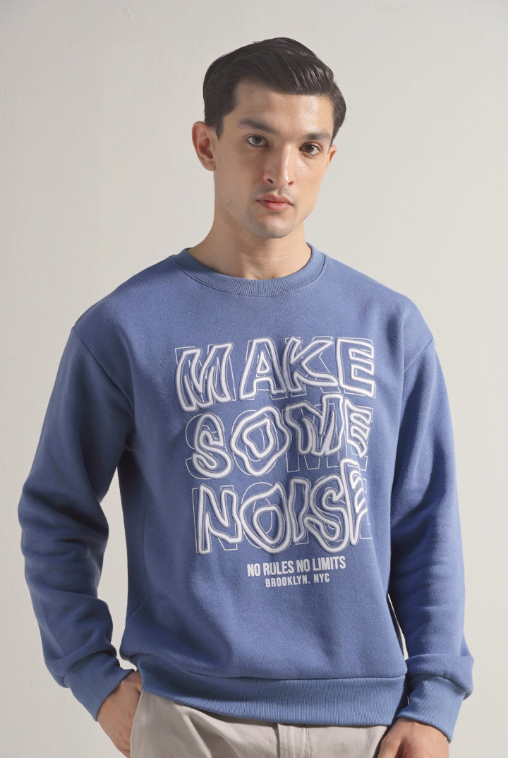 Oversized Graphic Sweatshirt - Ocean Blue - Mendeez