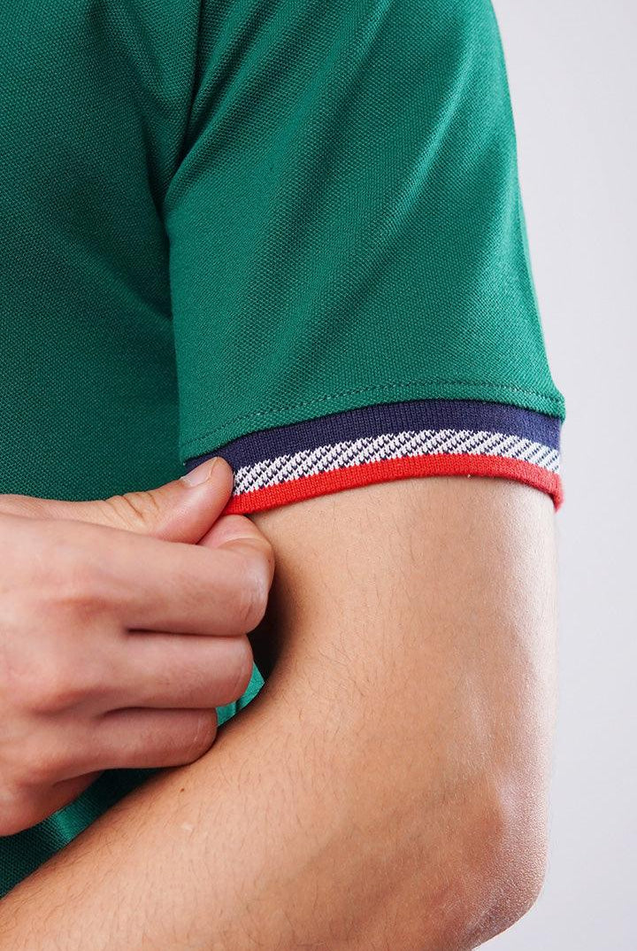 Tipping Collar Polo Shirt - Green - Mendeez