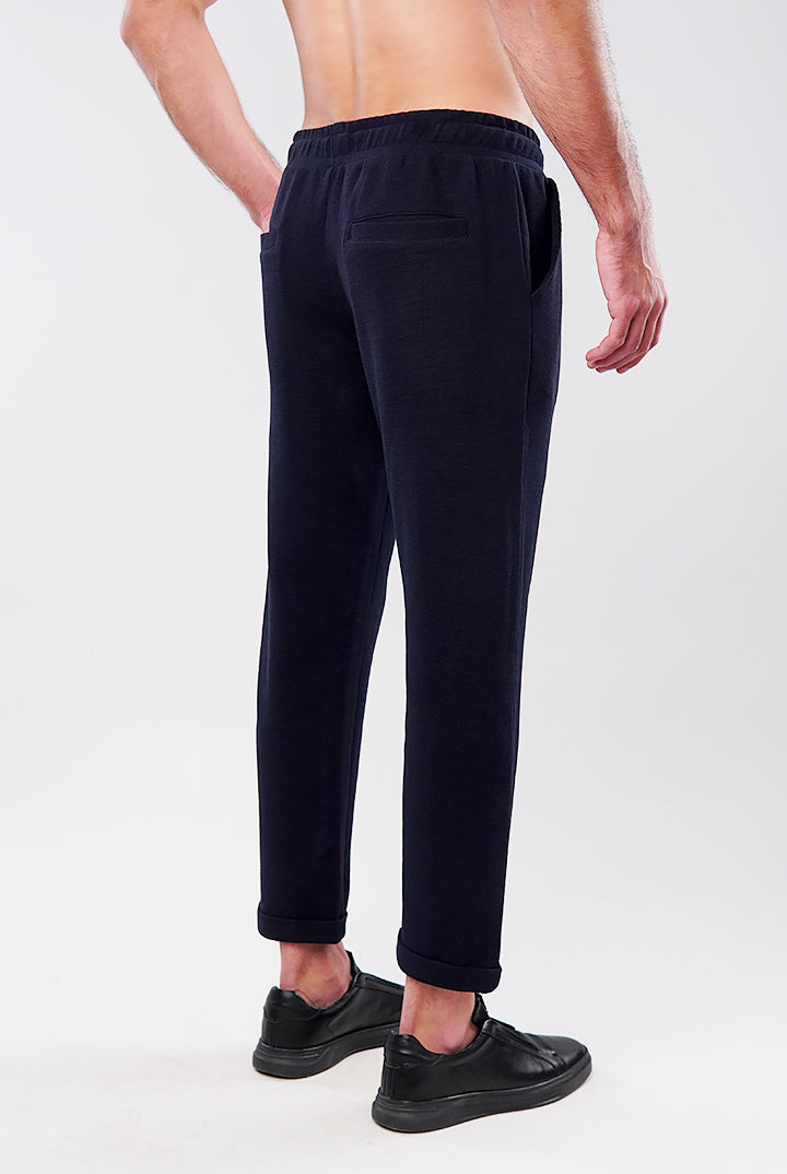 Tapered Thermal Jogger Pants - Navy Blue - Mendeez