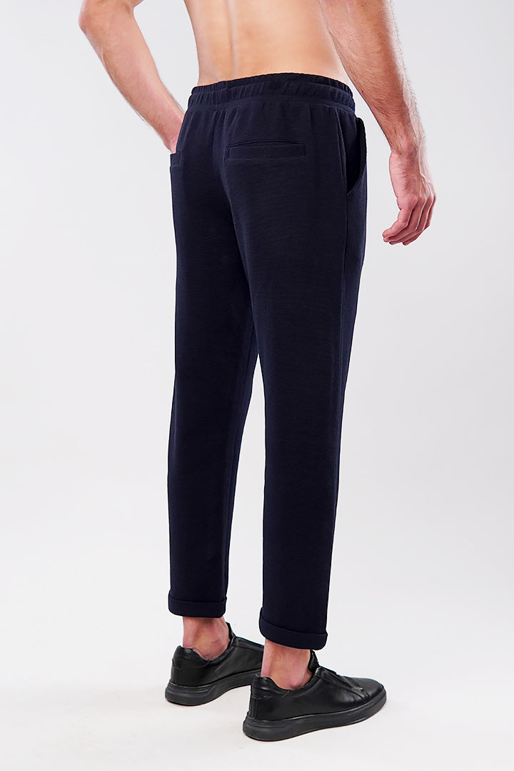 Tapered Thermal Jogger Pants - Navy Blue - Mendeez