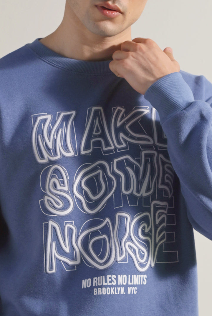 Oversized Graphic Sweatshirt - Ocean Blue - Mendeez