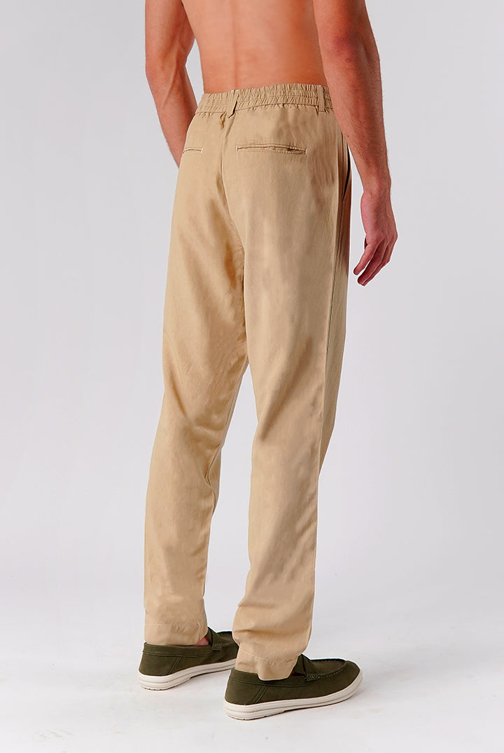 Straight Fit Linen Pants - Cream - Mendeez