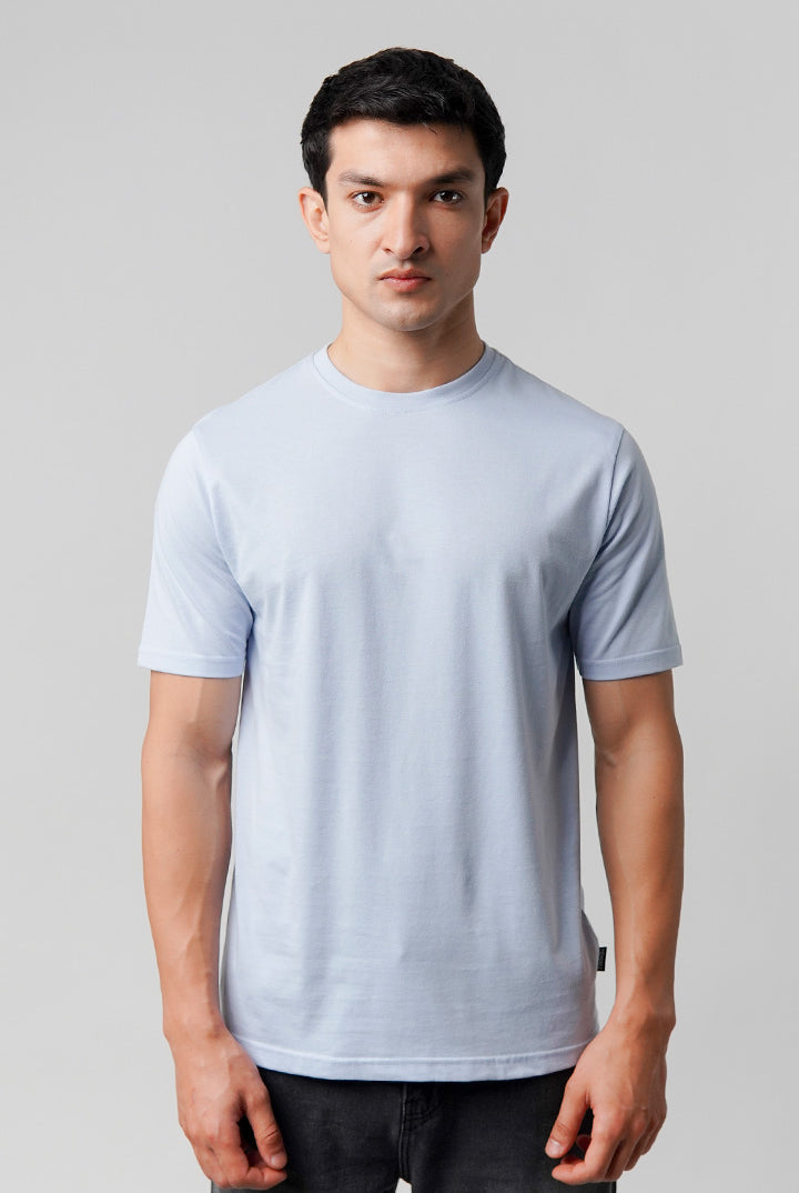 Regular Fit Crew Neck T-Shirt - Sky Blue - Mendeez