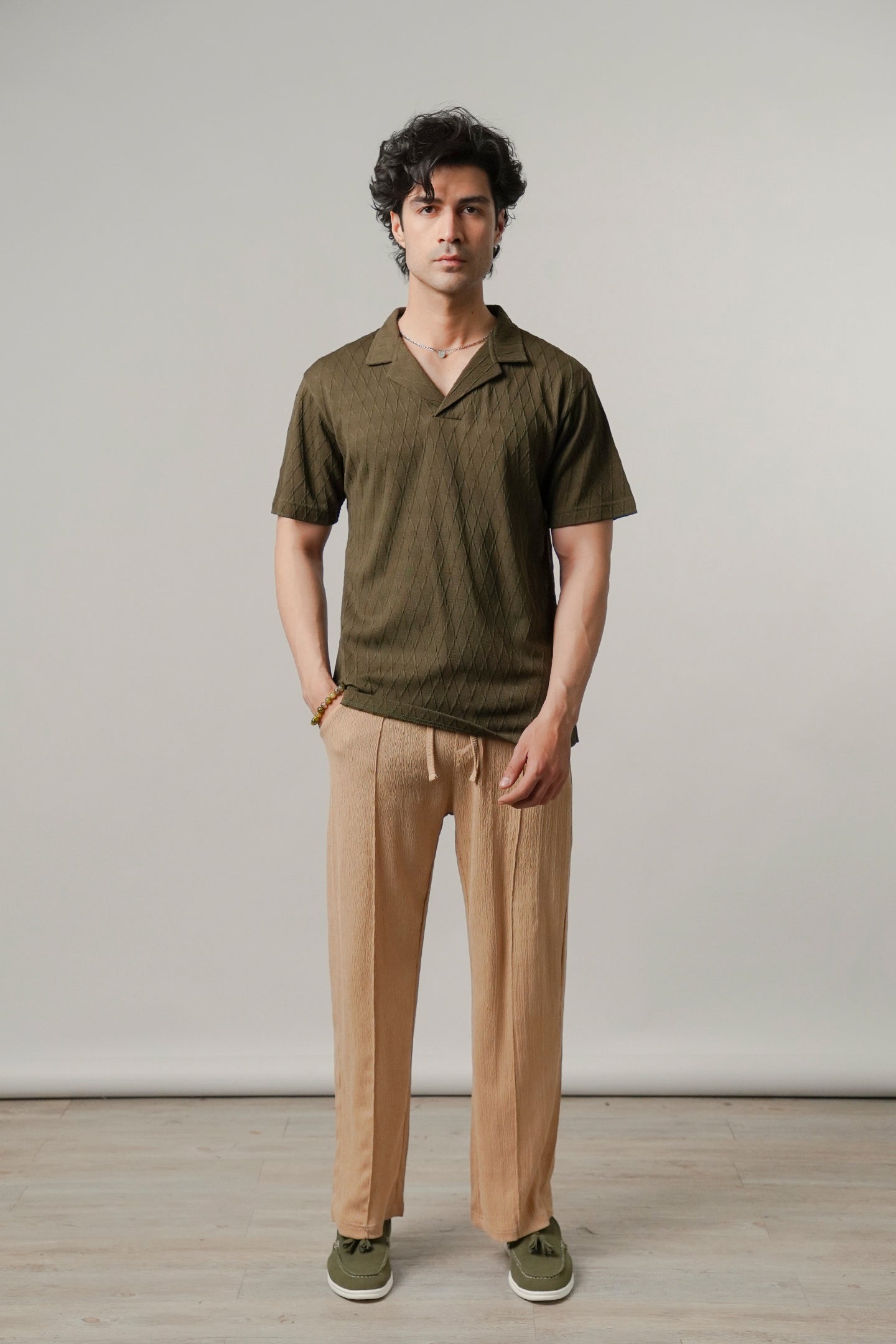 Cuban Collar Polo - Forest Green - Mendeez