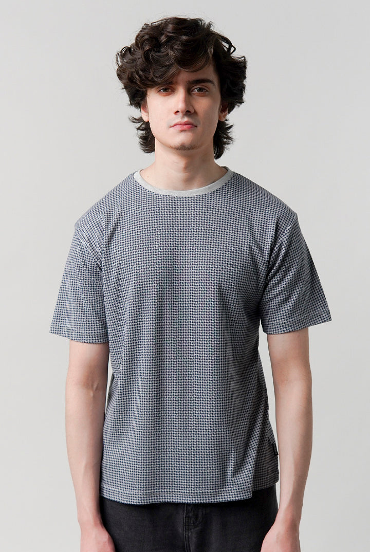 Houndstooth T-Shirt - Grey - Mendeez