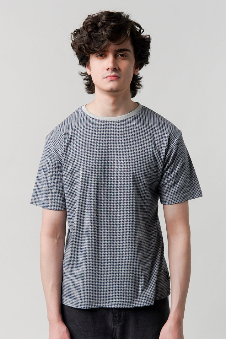 Houndstooth T-Shirt - Grey - Mendeez