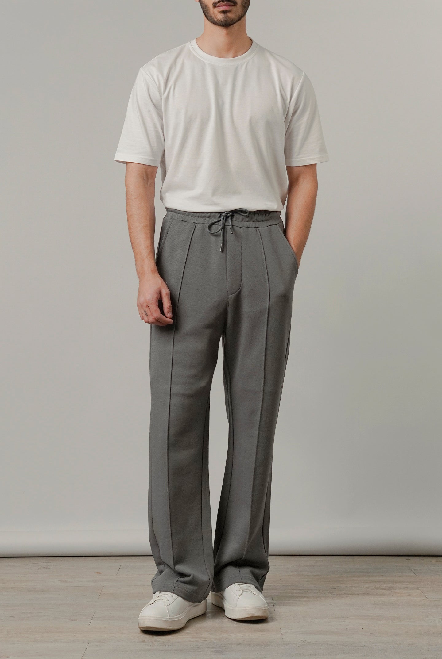 Pintex Jogger Pants - Grey - Mendeez