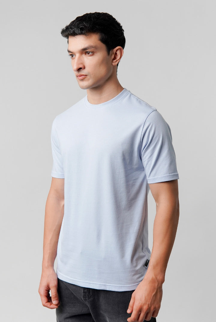 Regular Fit Crew Neck T-Shirt - Sky Blue - Mendeez