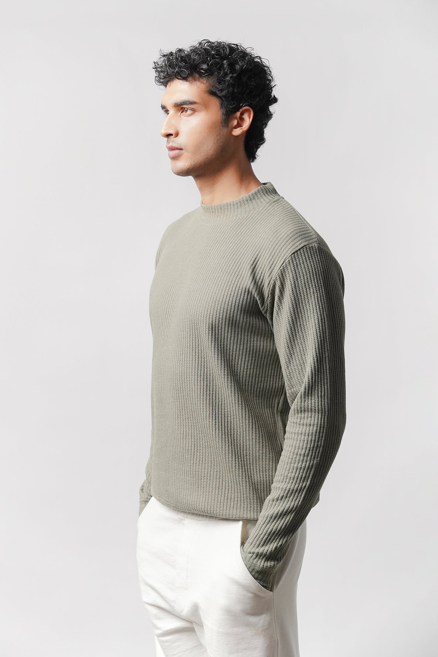 Mock Neck Sweatshirt - Sage Green - Mendeez