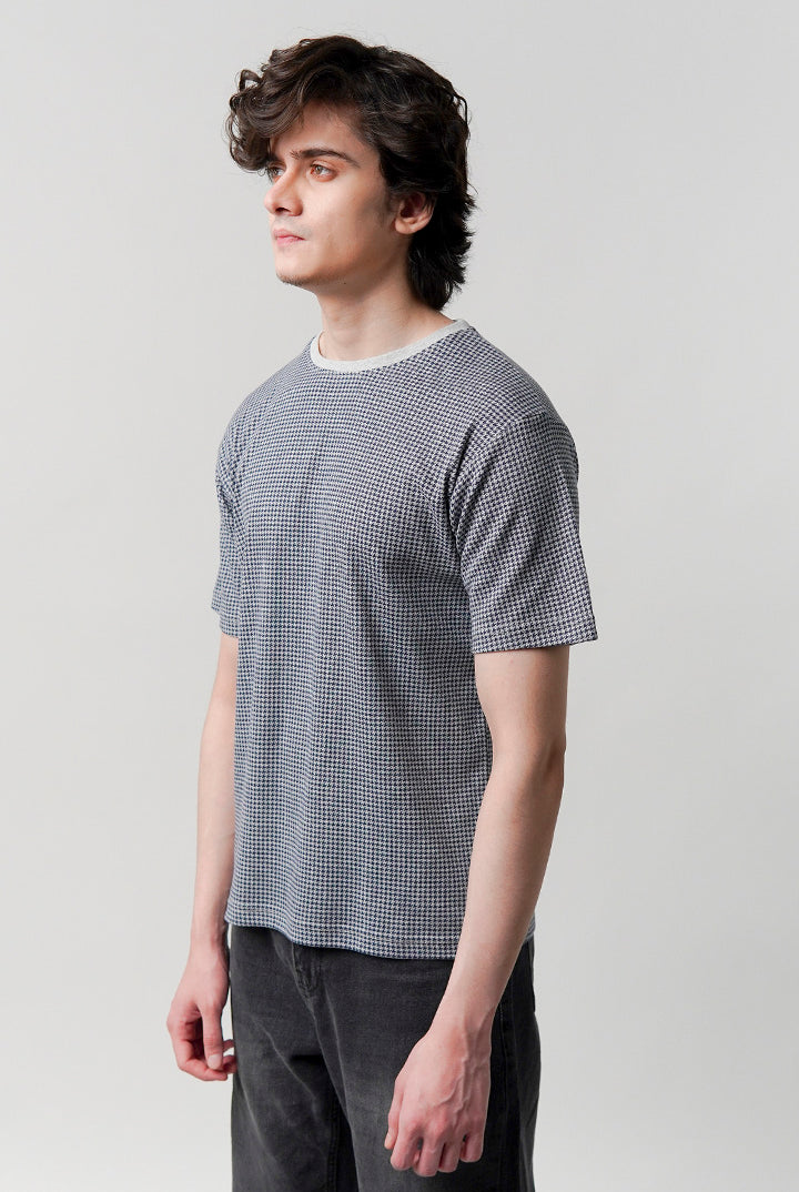 Houndstooth T-Shirt - Grey - Mendeez
