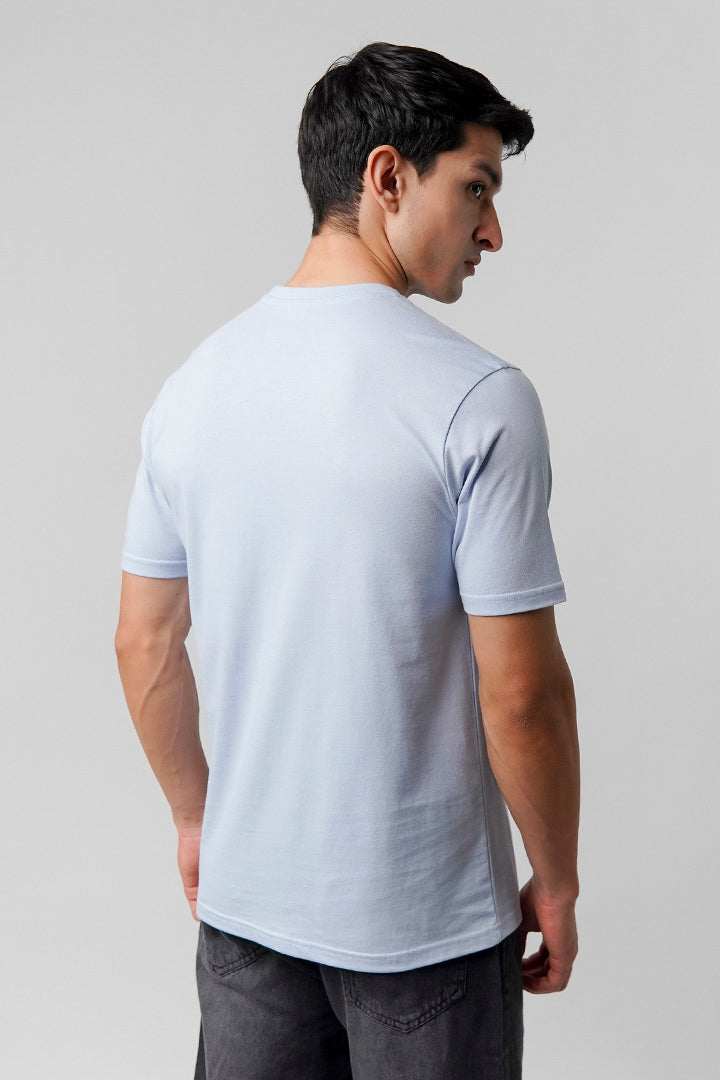 Regular Fit Crew Neck T-Shirt - Sky Blue - Mendeez