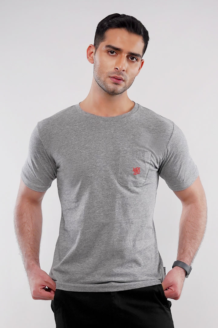 MNDZ Graphic Pocket T-Shirt - Heather Grey - Mendeez