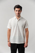 Knitted Polo Shirt - White - Mendeez
