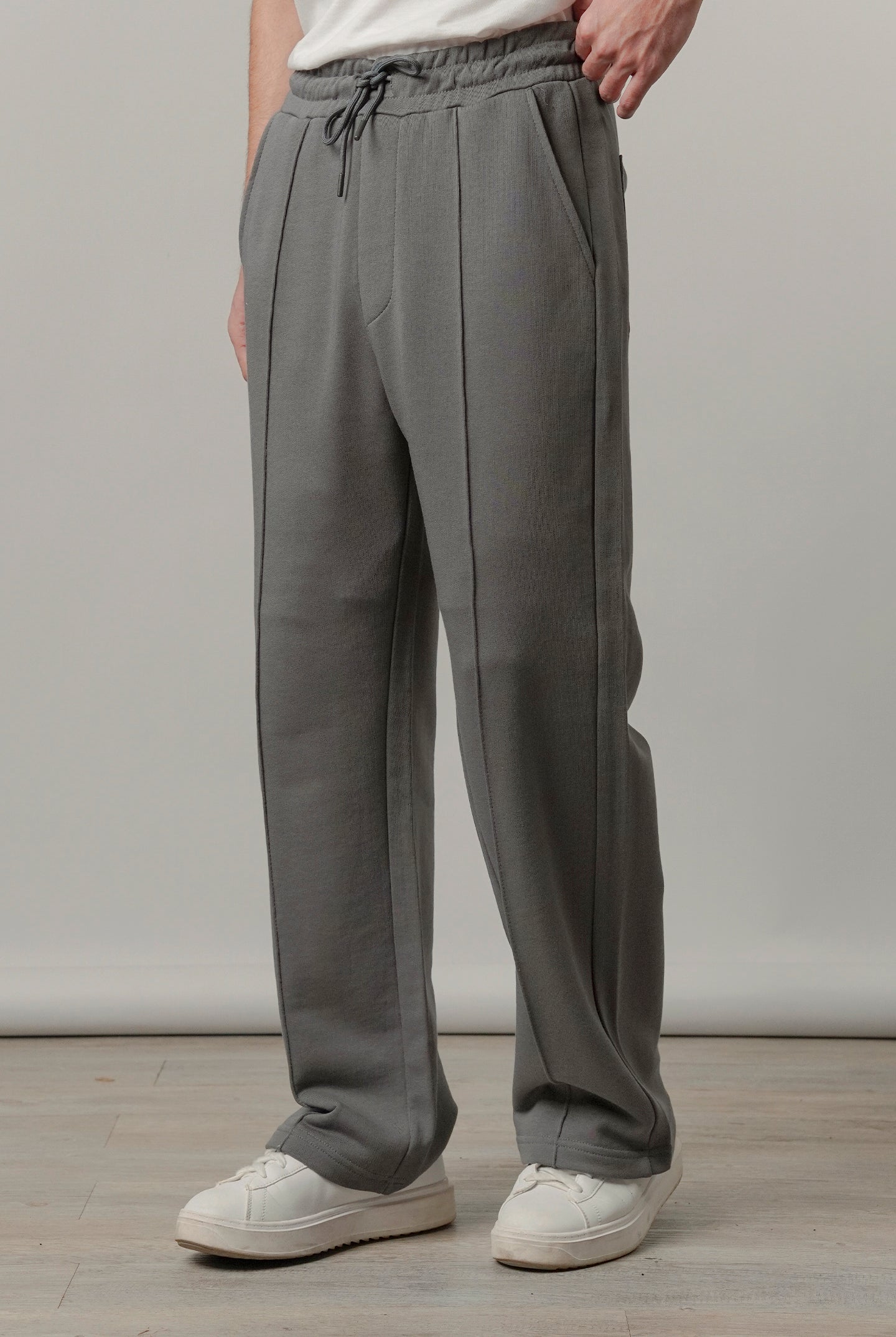 Pintex Jogger Pants - Grey - Mendeez