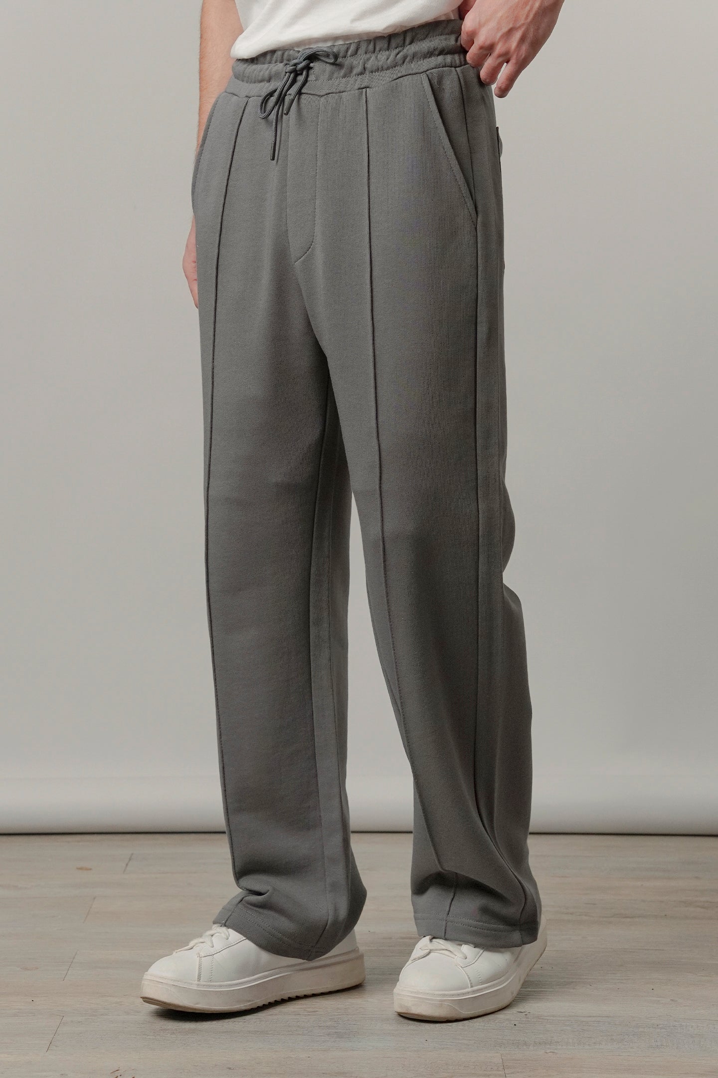 Pintex Jogger Pants - Grey - Mendeez