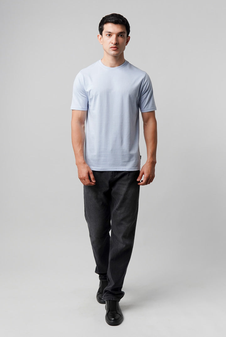 Regular Fit Crew Neck T-Shirt - Sky Blue - Mendeez
