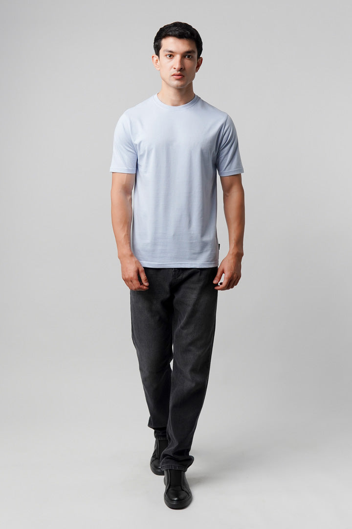 Regular Fit Crew Neck T-Shirt - Sky Blue - Mendeez