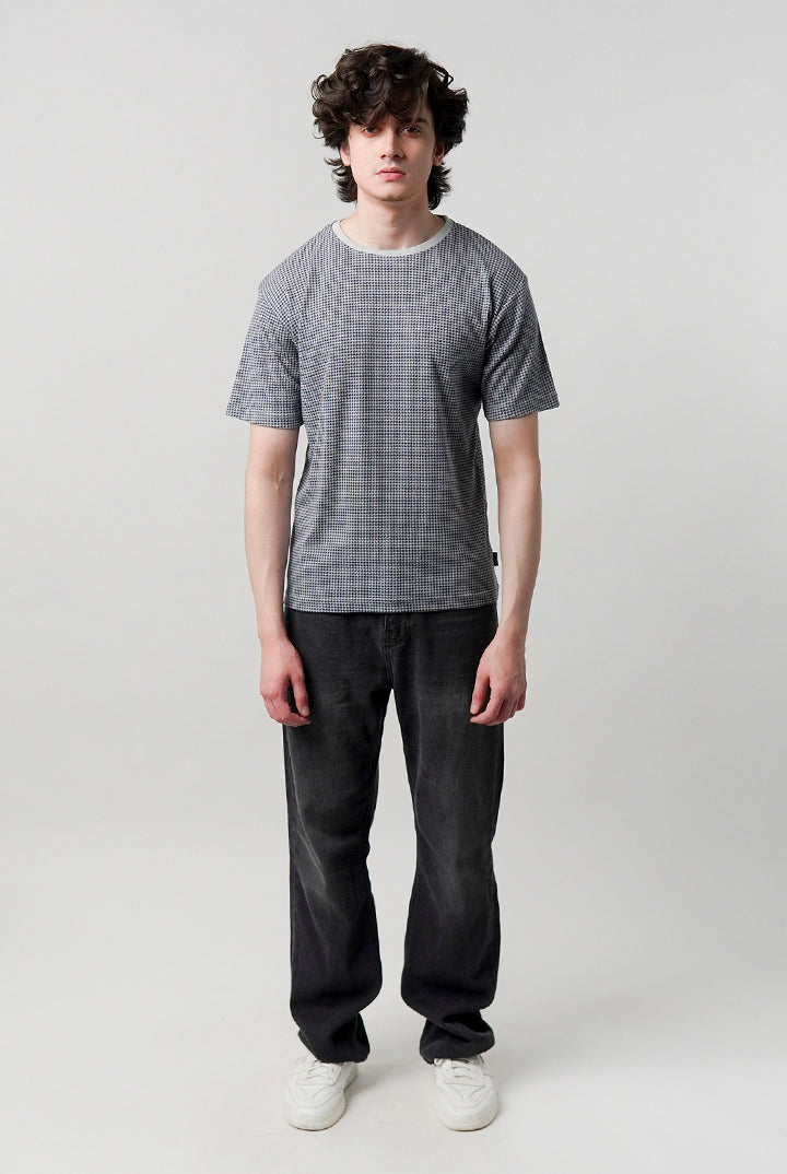 Houndstooth T-Shirt - Grey - Mendeez