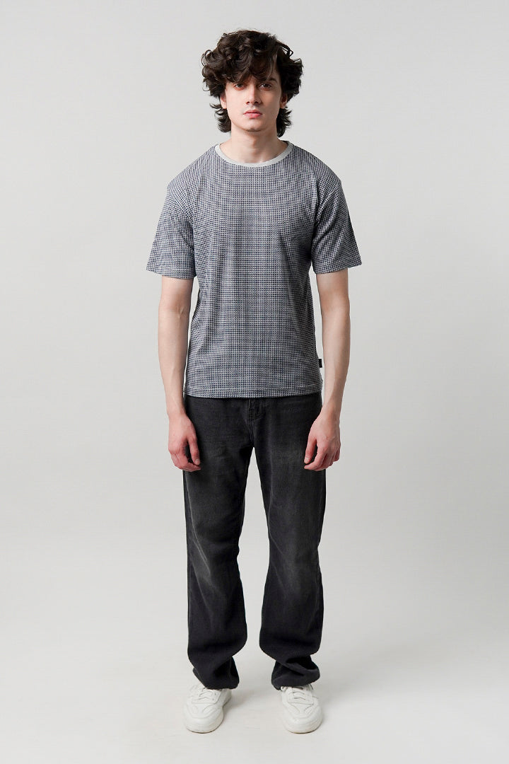 Houndstooth T-Shirt - Grey - Mendeez