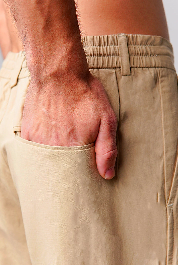 Straight Fit Linen Pants - Cream - Mendeez