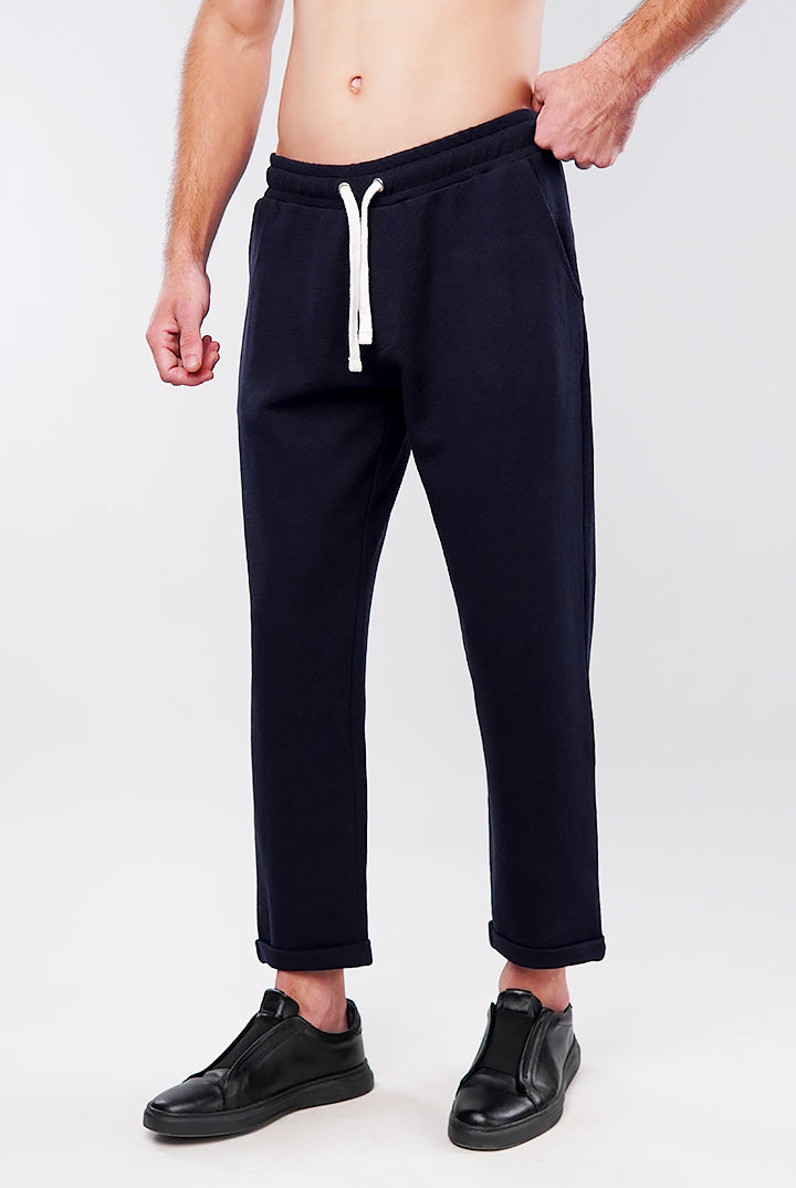 Tapered Thermal Jogger Pants - Navy Blue - Mendeez