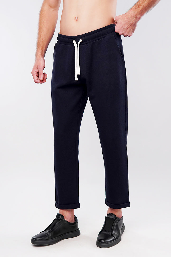 Tapered Thermal Jogger Pants - Navy Blue - Mendeez
