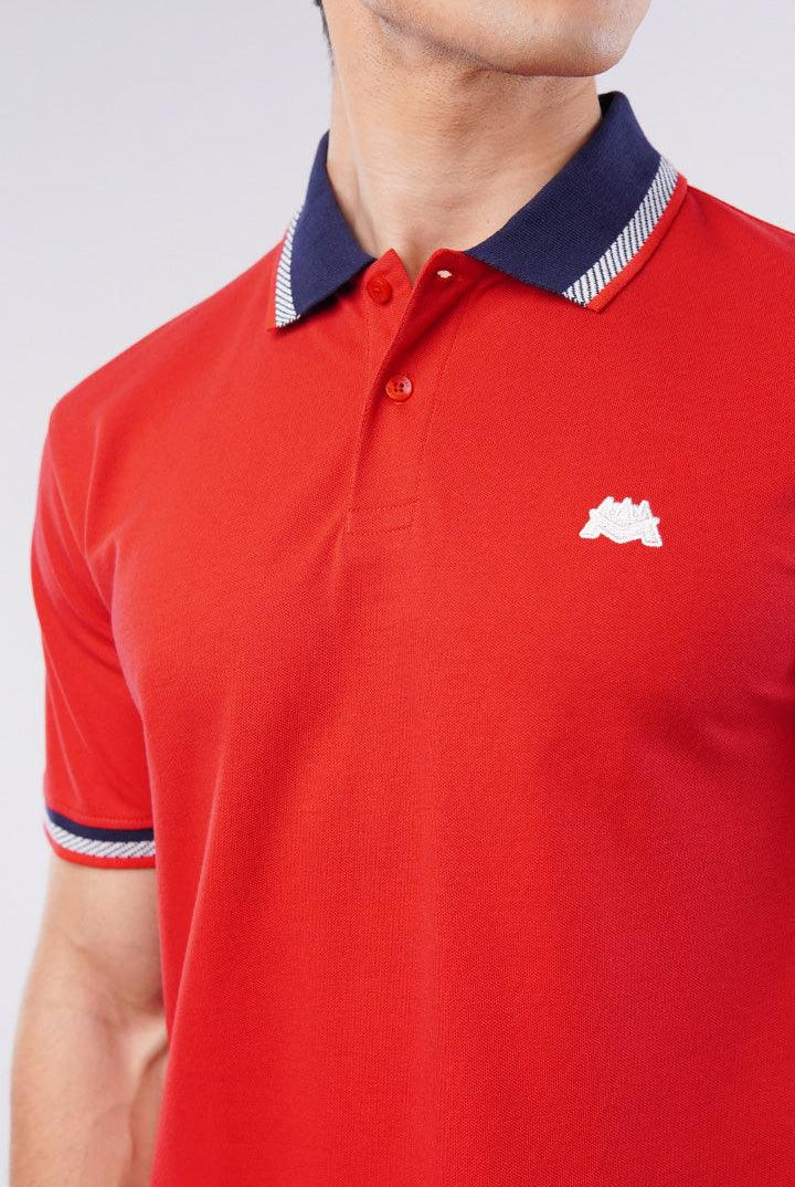 Tipping Collar Polo Shirt - Red - Mendeez