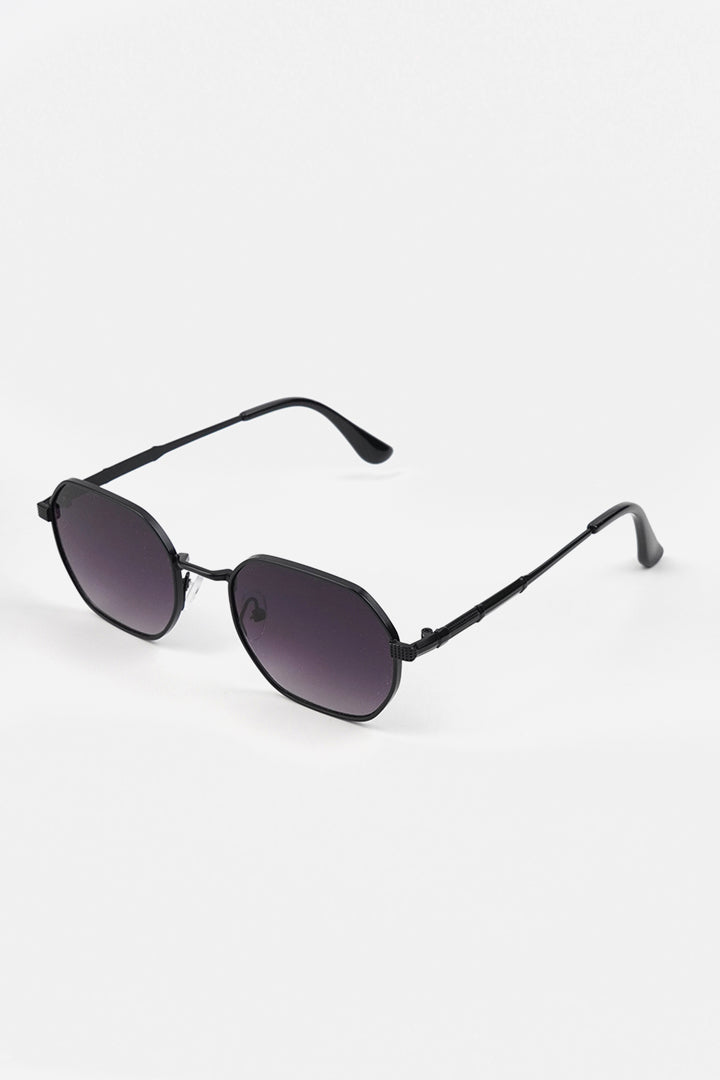 Polygon Metal Sunglasses - Black - Mendeez