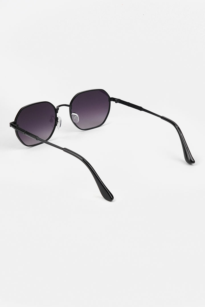 Polygon Metal Sunglasses - Black - Mendeez