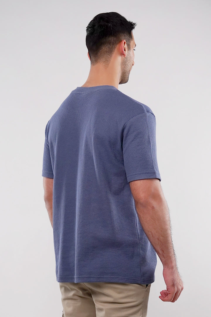 Textured Oversized T-Shirt - Ocean Blue - Mendeez