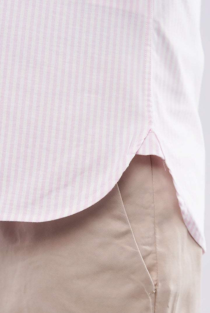 Striped Oxford Shirt - Pink & White - Mendeez