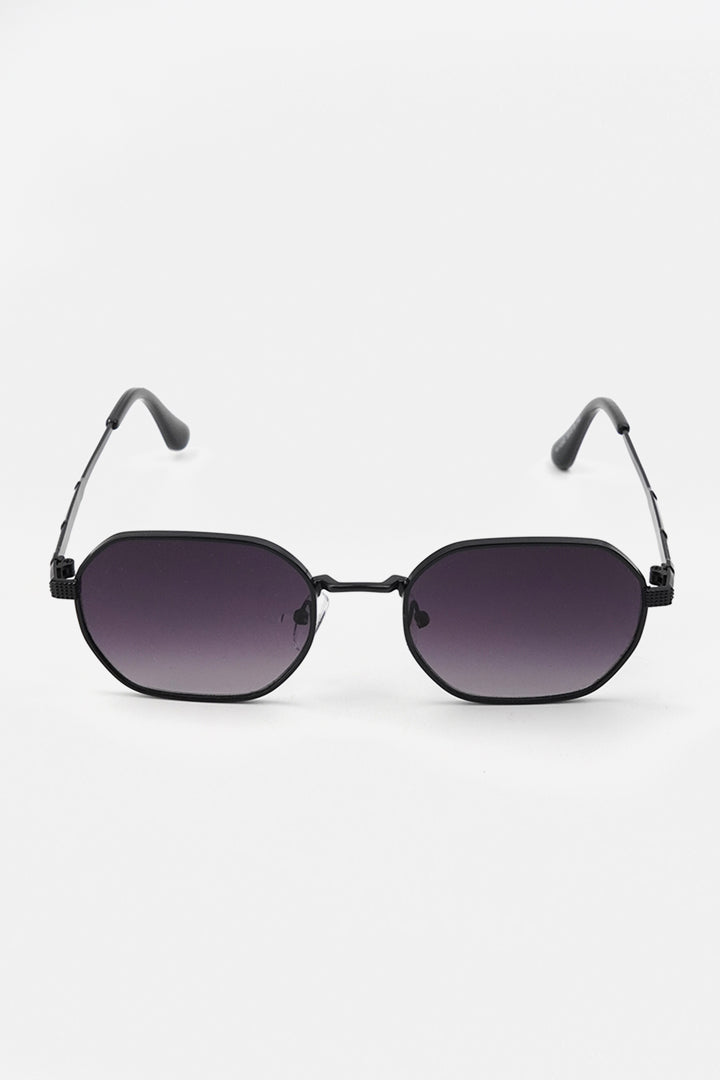 Polygon Metal Sunglasses - Black - Mendeez