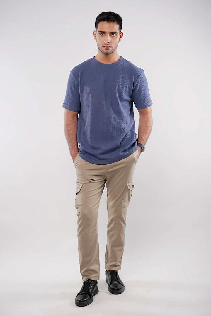 Textured Oversized T-Shirt - Ocean Blue - Mendeez