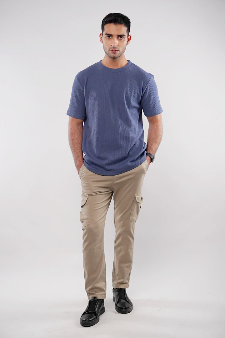 Textured Oversized T-Shirt - Ocean Blue - Mendeez