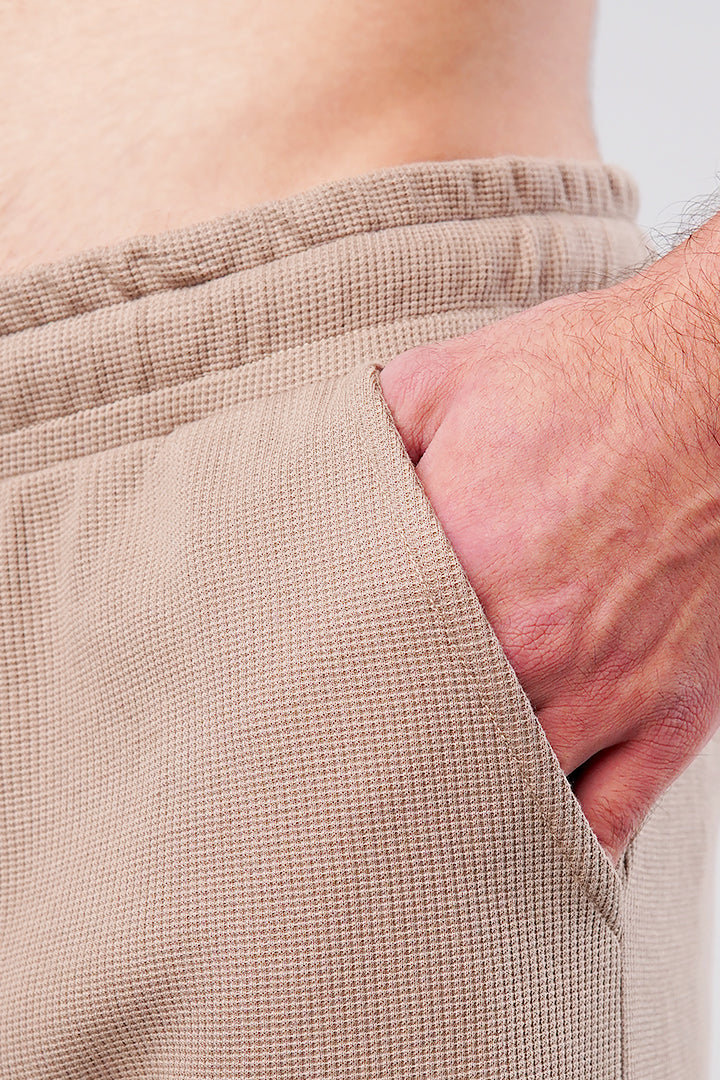 Tapered Thermal Jogger Pants - Sand - Mendeez